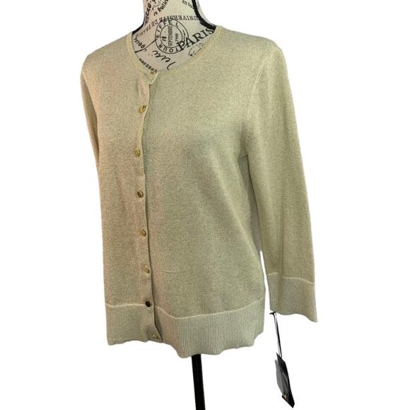 Nue Options Women's Medium Sweater Button Down Gold Sequins Long Sleeve NEW - Picture 14 of 14